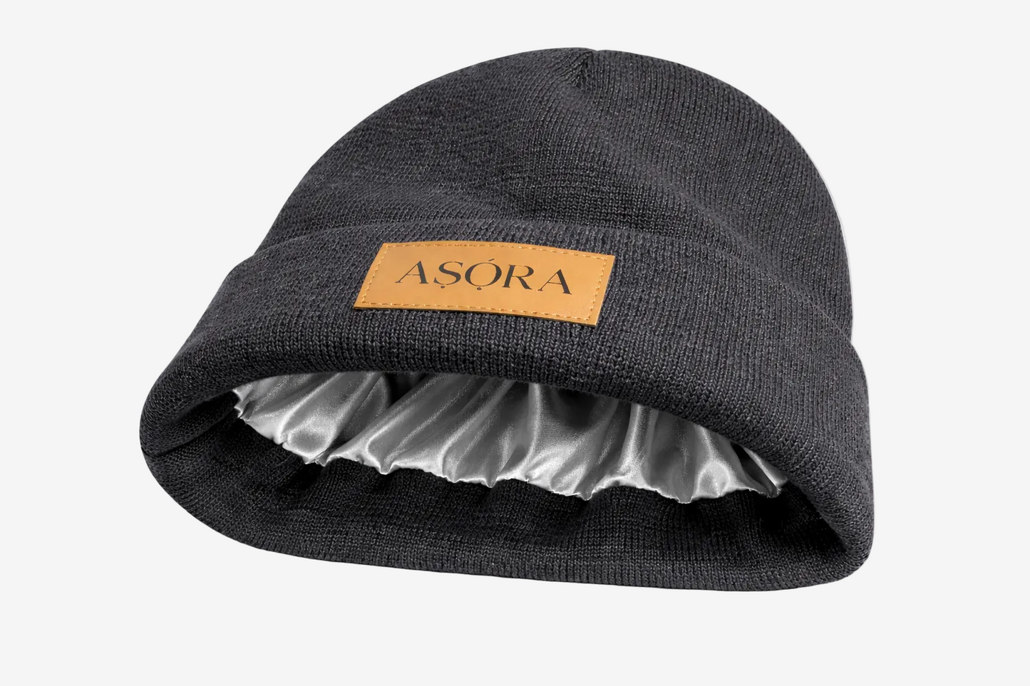 Winter Beanie Hat-Cotton, Satin-lined, Charcoal Gray