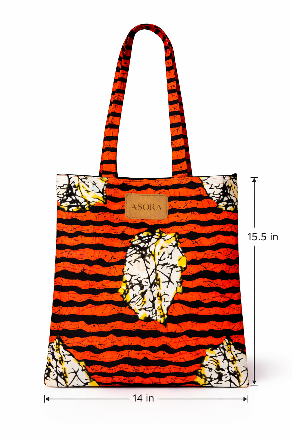 ASORA Ankara Tote tiger print, dimensions