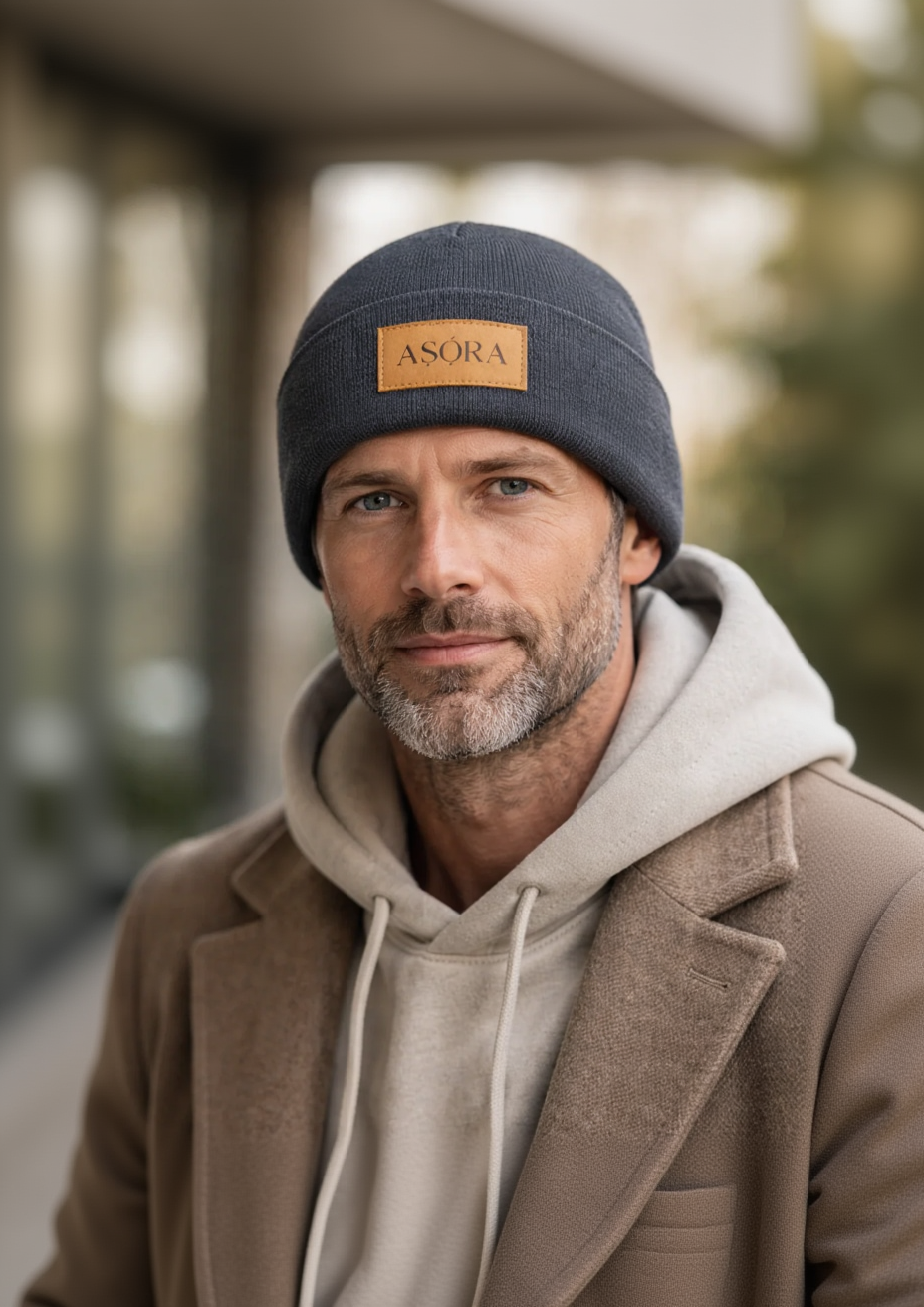 ASORA Cotton Blend, Gray Beanie model older