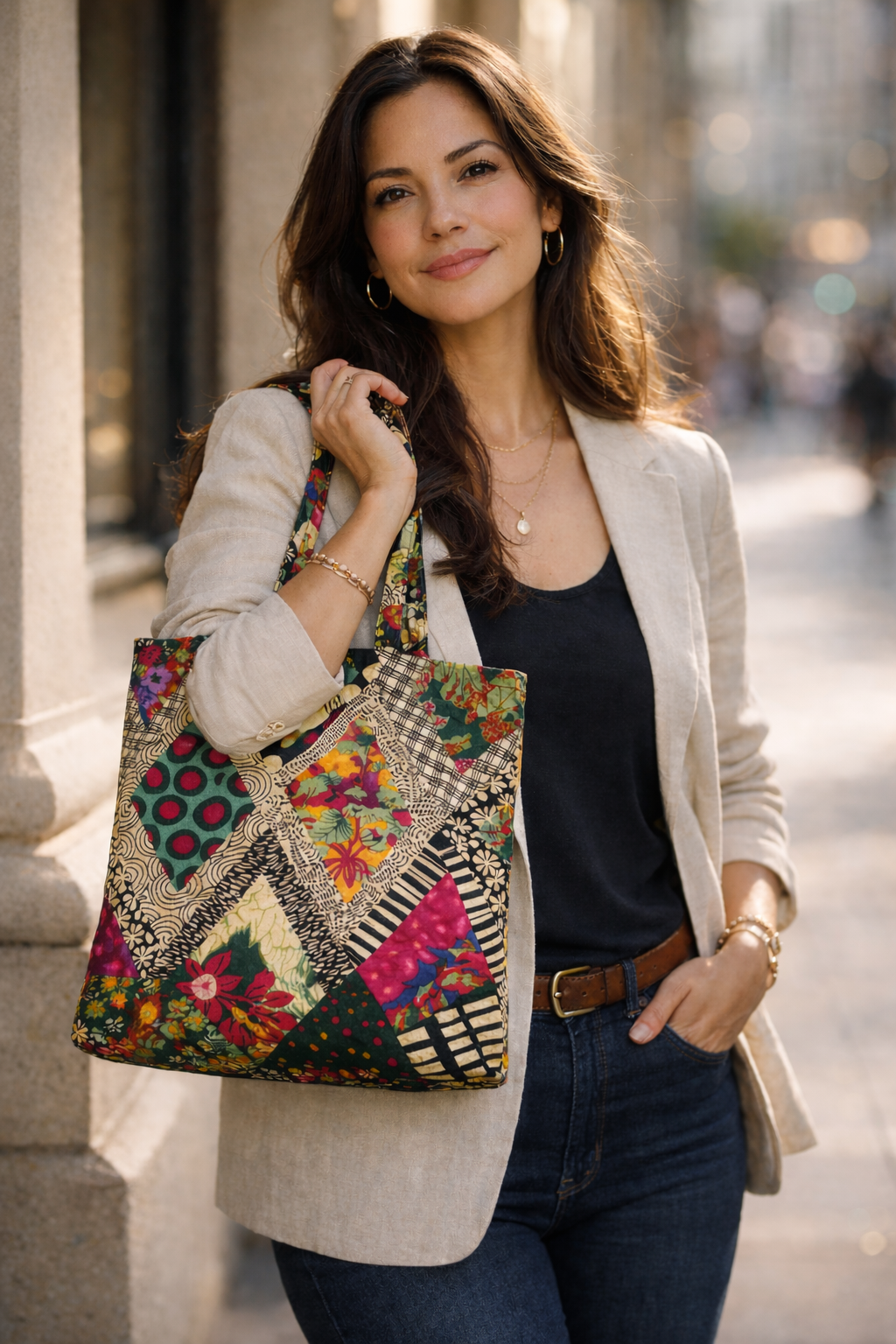 ASORA Ankara Tote Bag, multicolor scales model