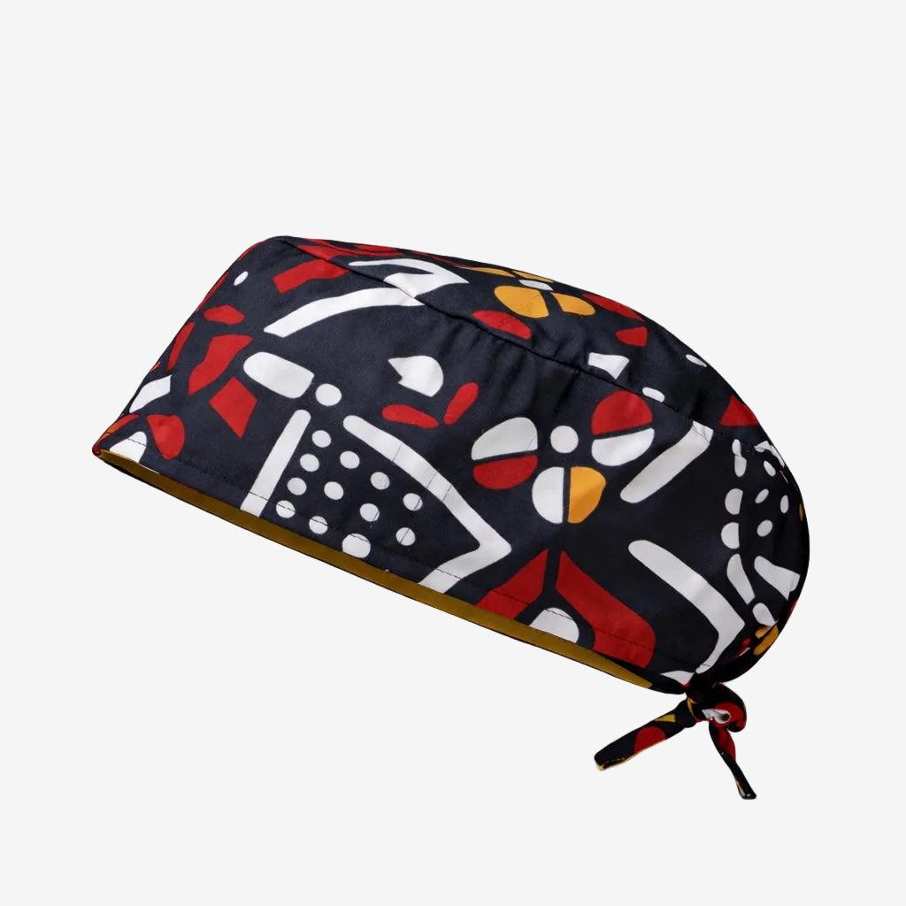 ASORA Imole scrub cap, Colorful patterned scrub cap on a white background