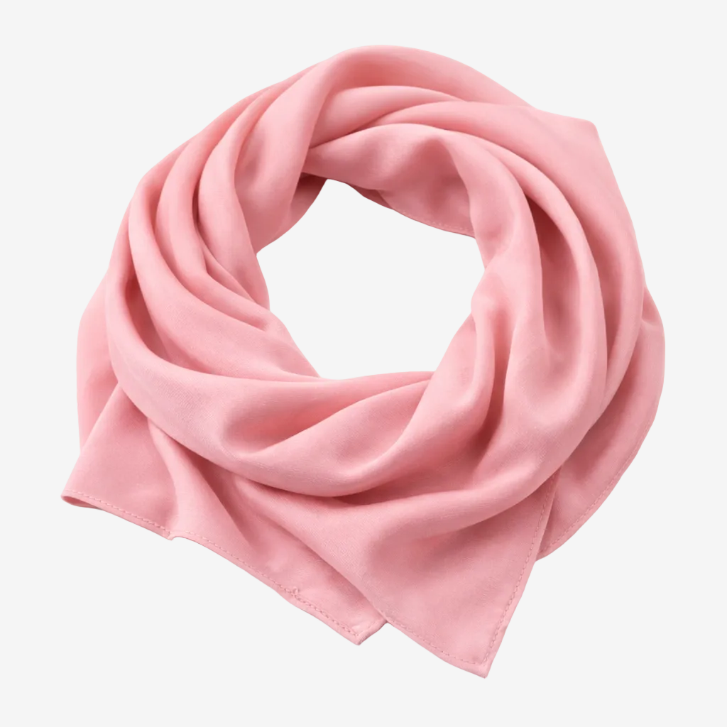 ASORA, Pink medina silk scarf on a white background