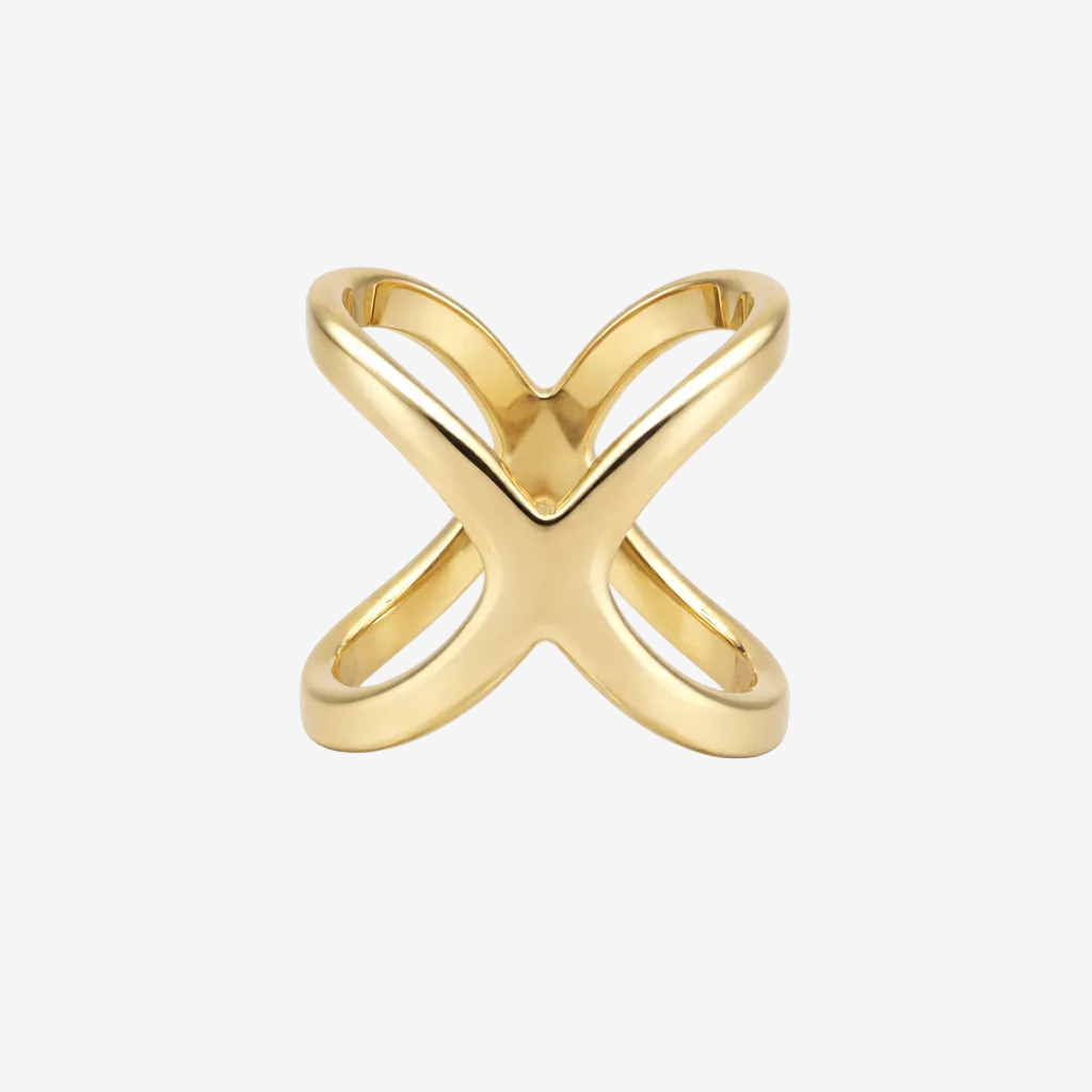 ASORA, Gold scarf ring with a unique design on a white background