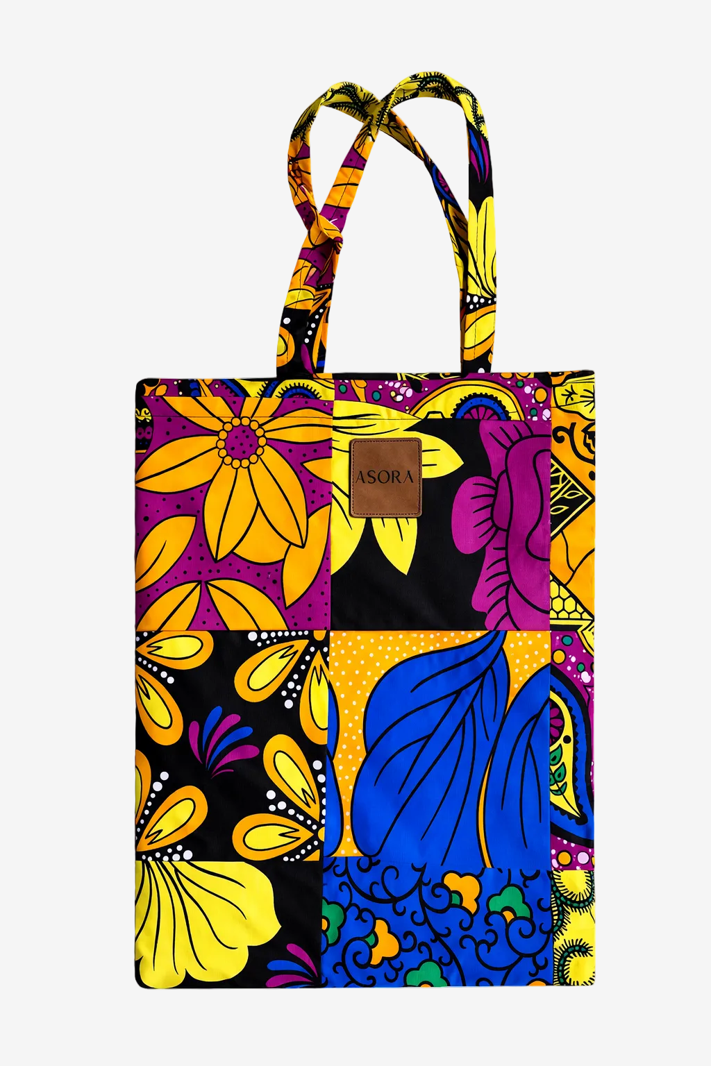 Ankara Tote Bag, Yellow abstract patches